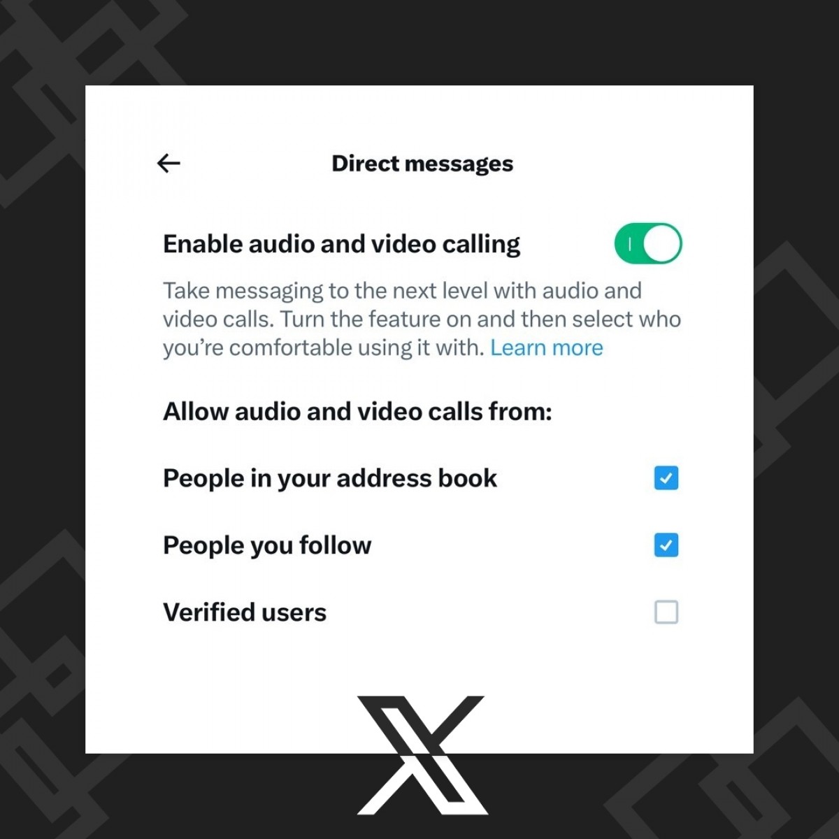 X Adds Audio and Video Calling Features
